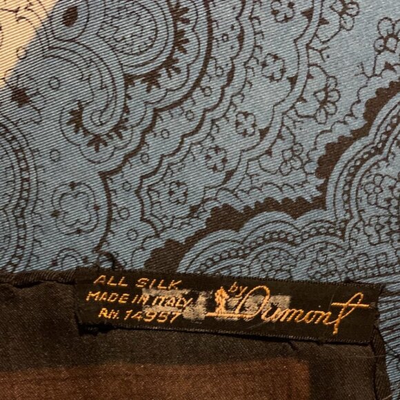 Vintage Dumont 100% Silk Scarf Made in Italy 18” Square Geometric Paisley - Picture 7 of 7
